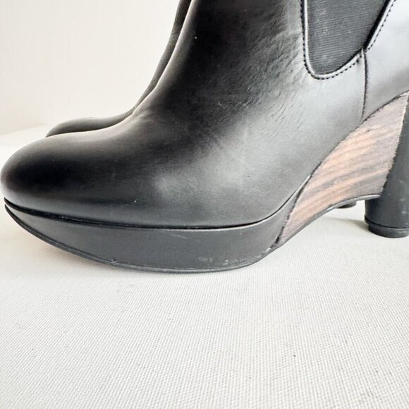 John Fluevog Paglia Black wedge Heels Leather Boots 8 - Picture 9 of 10